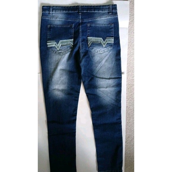 GS115 Men's Streetwear Urban Blue Jean Size 36 Distressed Medium Wash Zip Button - Picture 7 of 16